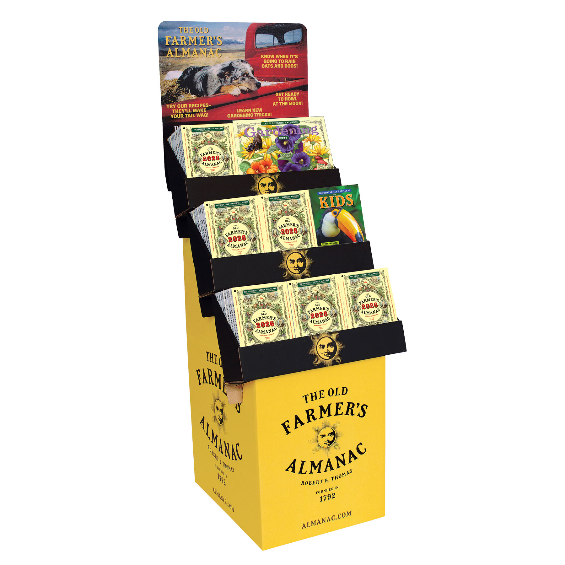 2026 50-copy Almanac, 10 Gard Cal, 6 Kids Vol 11 floor display