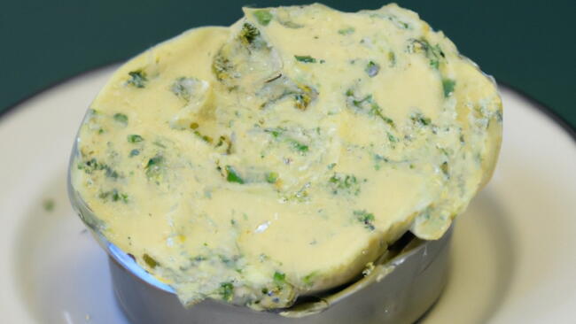 Herb butter in a silver dish