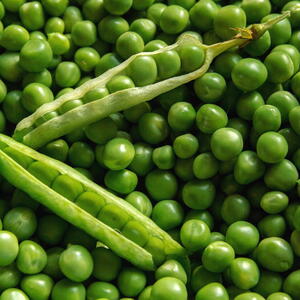loose peas and a pea pod