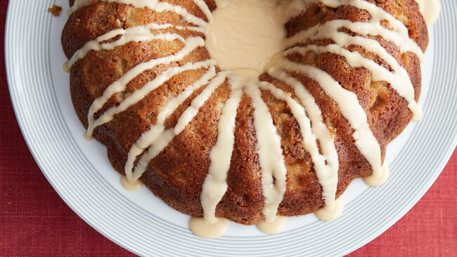 Roman Apple Bundt Cake with Penuche Drizzle