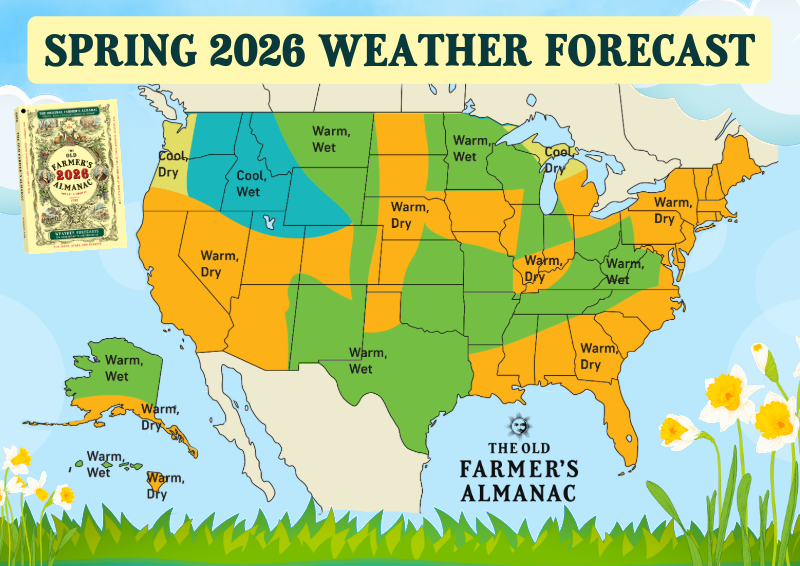 Old Farmer's Almanac Spring 2026 Weather Forecast Map