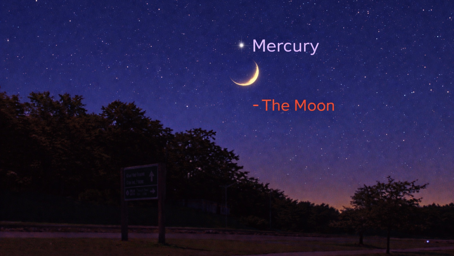 Mercury above a thin crescent Moon