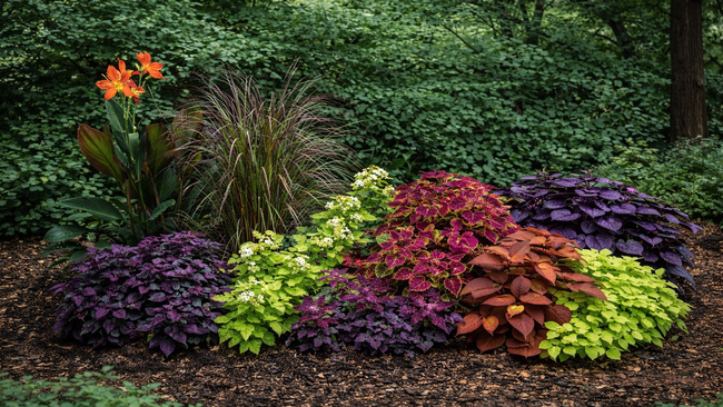 Shade Garden With Colorful Foliage